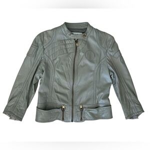 GF Ferre Women’s Gray Leather Jacket Size L